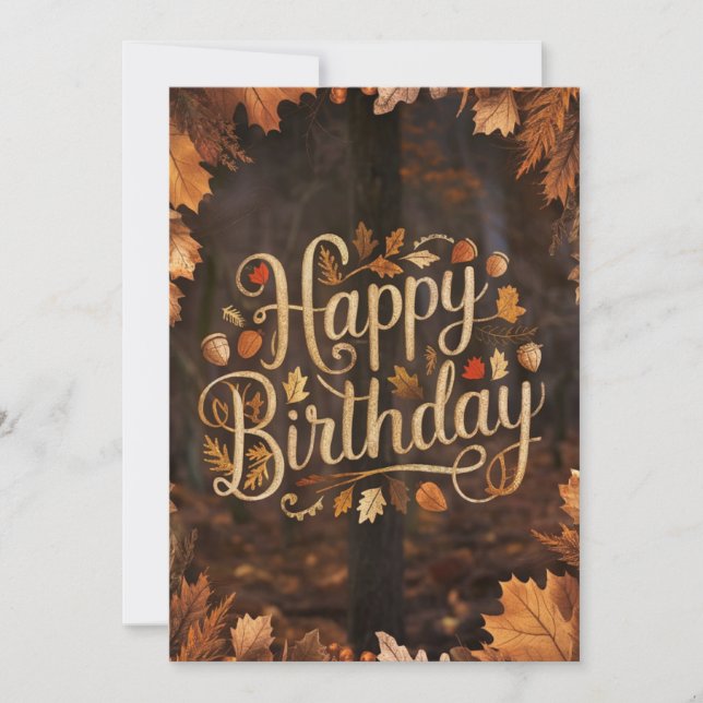 Tarjeta Agosto Otoño Feliz Cumpleaños (Anverso)