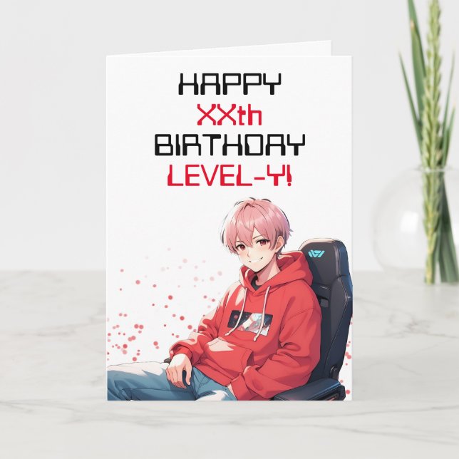 Tarjeta Agradable cumpleaños de edad de juegos de anime ro (Anverso)