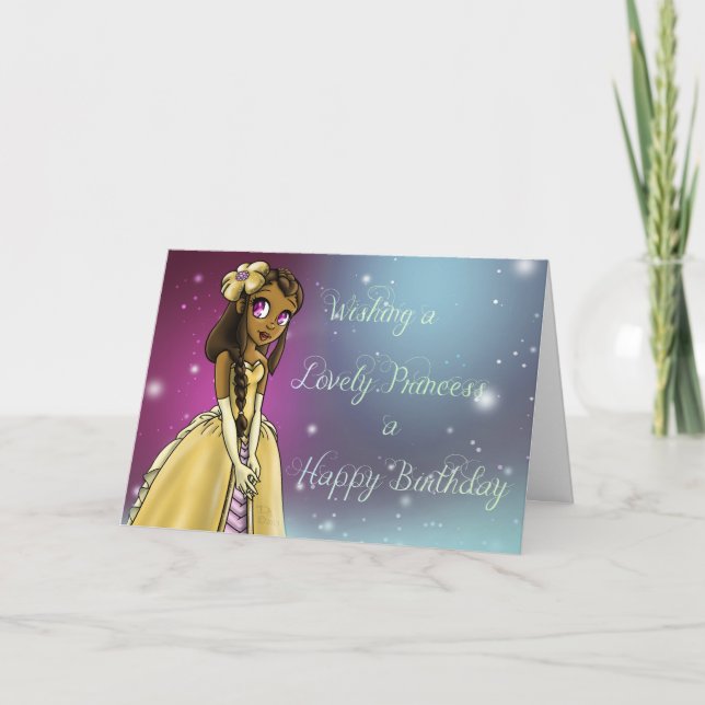 Tarjeta Agradable cumpleaños de la princesa afroamericana (Anverso)