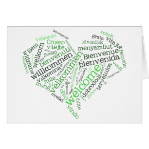 Tarjeta agradable del corazón (muchas idiomas)