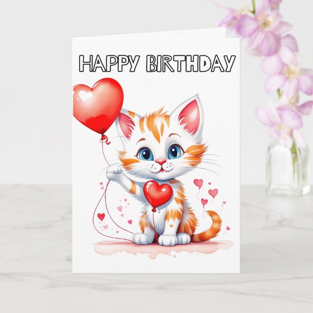 Tarjeta Agradable Gato Gato Gatito Gatito Gatito Feliz Cum (Orquídea)