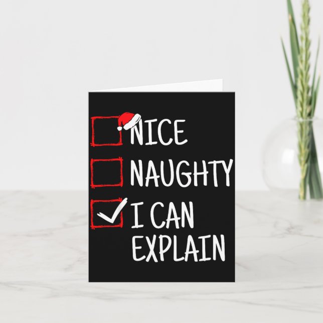Tarjeta Agradable Travieso Puedo Explicar Divertida Navida (Anverso)