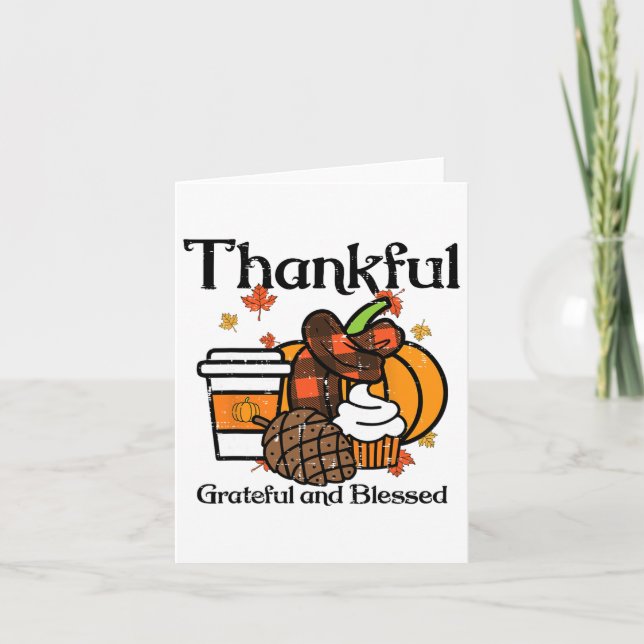 Tarjeta Agradecido café de calabaza bendita Thanksgiv (Anverso)