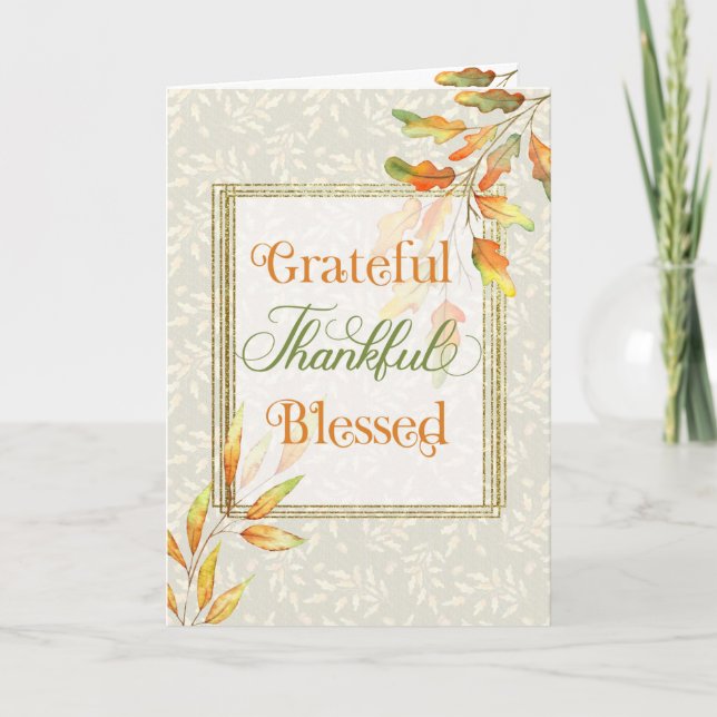 Tarjeta Agradecido Día de Acción de Gracias (Anverso)