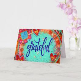 Tarjeta Agradecidos Bonitos Inspiradores Hearts Floral Fun