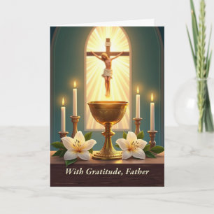 Tarjeta Agradecimiento al Clero Sacerdote Católico con Cál