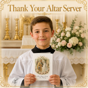 Tarjeta Agradecimiento al servidor del altar de boda catól