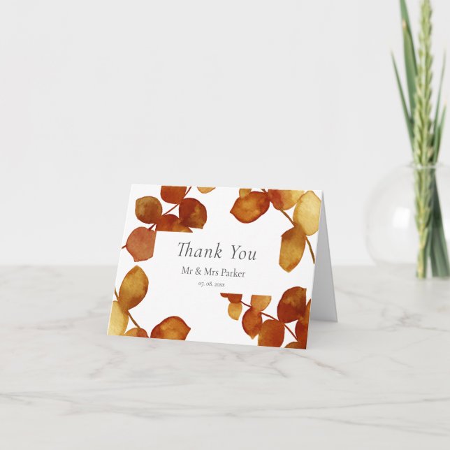 Tarjeta Agradecimiento Boho de Eucalipto Siena Quemada (Anverso)