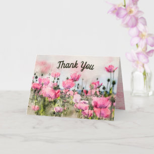 Tarjeta Agradecimiento de acuarela floral rosa
