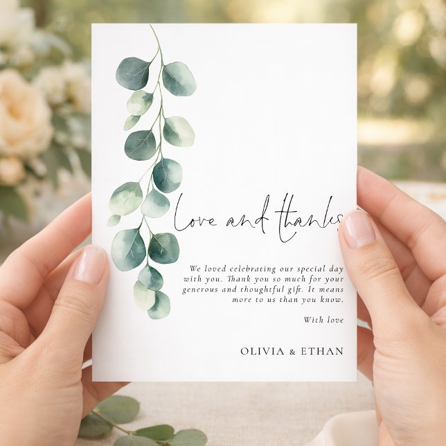 Tarjeta Agradecimiento de amor de boda de eucalipto salvia (Subido por el creador)