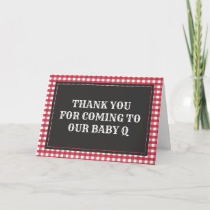 Tarjeta Agradecimiento de Baby Q de Cuadros Rojos para Bab