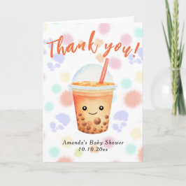 Tarjeta Agradecimiento de Baby Shower de té de burbujas de