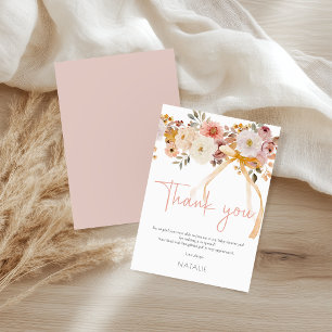 Tarjeta Agradecimiento de Baby Shower Floral Suave de Otoñ