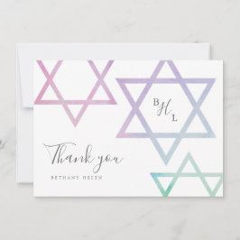 Tarjeta Agradecimiento de Bat Mitzvah con Monograma de Acu