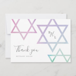 Tarjeta Agradecimiento de Bat Mitzvah con Monograma de Acu