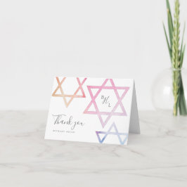 Tarjeta Agradecimiento de Bat Mitzvah con Monograma en Acu
