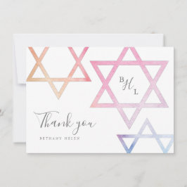 Tarjeta Agradecimiento de Bat Mitzvah con Monograma en Acu