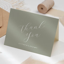 Agradecimiento de Boda con Caligrafía Moderna Verd