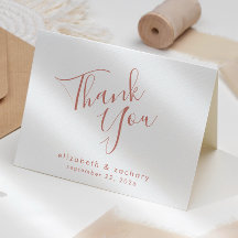Agradecimiento de boda con letra de terracota mode