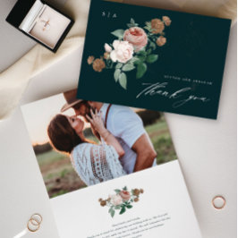 Tarjeta Agradecimiento de boda con letra floral vintage