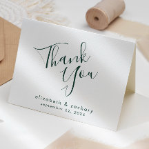 Agradecimiento de Boda con Letra Moderna Esmeralda