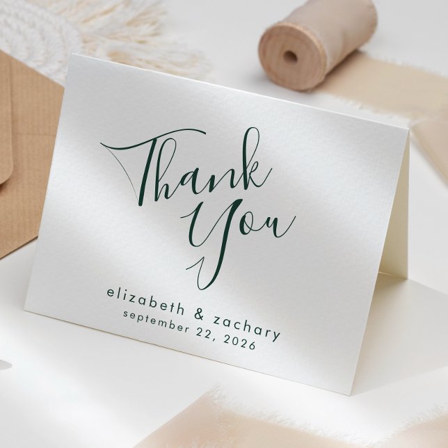 Tarjeta Agradecimiento de Boda con Letra Moderna Esmeralda (Subido por el creador)