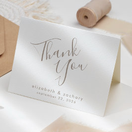 Tarjeta Agradecimiento de Boda con Letra Moderna Taupe