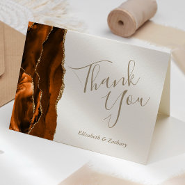 Tarjeta Agradecimiento de boda de ágata naranja quemada do