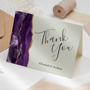 Tarjeta Agradecimiento de Boda de Ágata Púrpura Pálido con