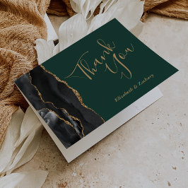 Tarjeta Agradecimiento de boda de esmeralda verde oro Ágat