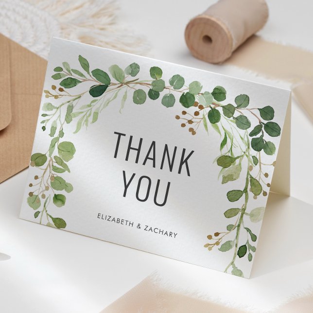 Tarjeta Agradecimiento de boda de eucalipto con acuarela (Subido por el creador)