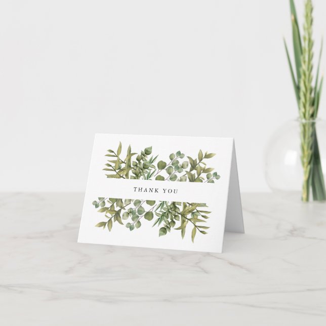 Tarjeta Agradecimiento de boda de eucalipto de bosque (Anverso)