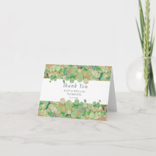 Tarjeta Agradecimiento de boda de eucalipto rústico verde