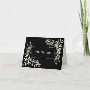Tarjeta Agradecimiento de boda de hojas de vegetación dora
