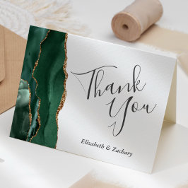 Tarjeta Agradecimiento de Boda de Oro Ágata Verde Esmerald