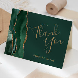 Tarjeta Agradecimiento de Boda de Oro de Ágata Verde Esmer