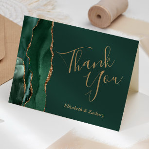 Tarjeta Agradecimiento de Boda de Oro de Ágata Verde Esmer