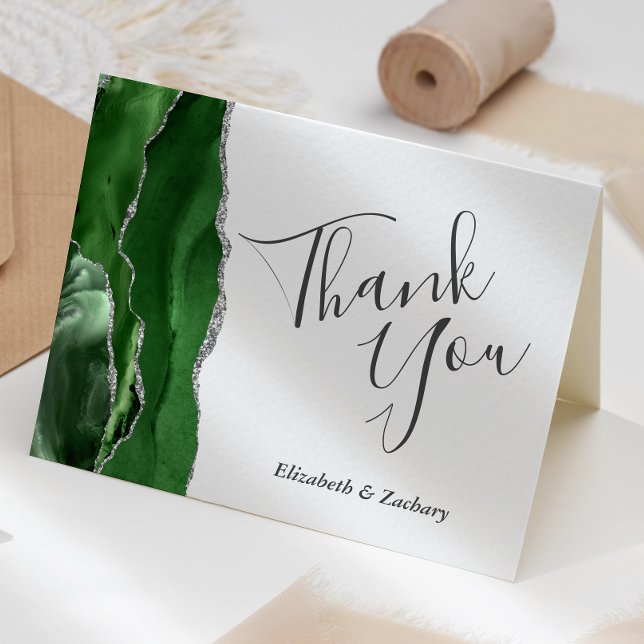 Tarjeta Agradecimiento de boda de plata de ágata verde caz (Subido por el creador)