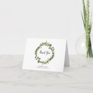 Tarjeta Agradecimiento de boda de verde eucalipto del bosq