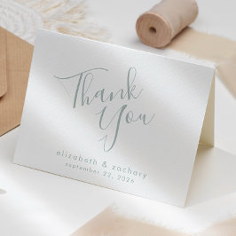 Tarjeta Agradecimiento de Boda en Letra Script Verde de Vi