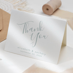 Tarjeta Agradecimiento de Boda en Letra Script Verde de Vi