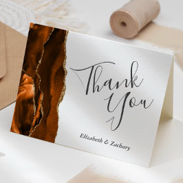 Tarjeta Agradecimiento de boda en oro ámbar quemado Ágata
