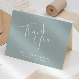 Tarjeta Agradecimiento de Boda en Verde Vidrio de Mar con 