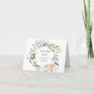 Tarjeta Agradecimiento de Boda Floral con Vegetación en Ac