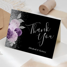 Agradecimiento de boda Floral Morado Plata Negro