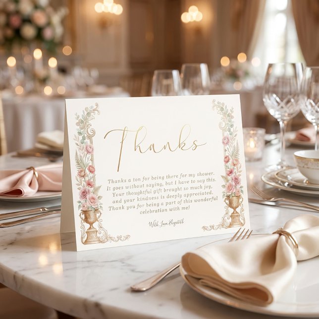 Tarjeta Agradecimiento de Boda Floral Rosado (Blush Floral Wedding Thank You Card #pinkblush #weddingfloral #springbloom #dreamy #magically #chick)