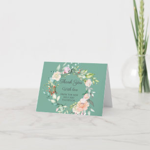 Tarjeta Agradecimiento de boda floral verde acuarela