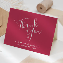 Tarjeta Agradecimiento de Boda Magenta de Letra Moderna