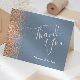 Tarjeta Agradecimiento de boda polvoriento azul melocotón