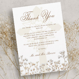 Tarjeta Agradecimiento de boda religiosa con aliento de be